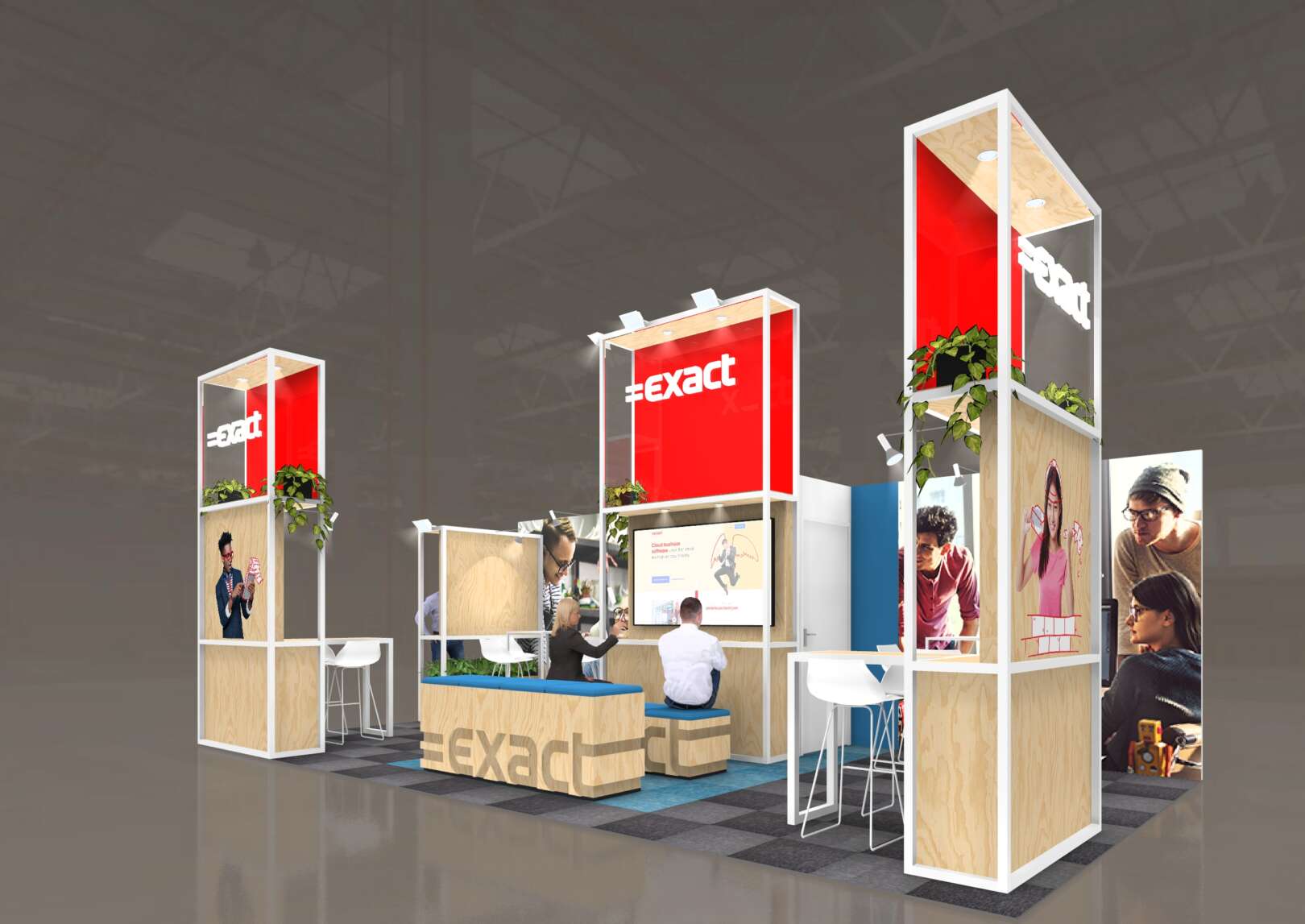 Wooden modular booth design for Exact Software.
