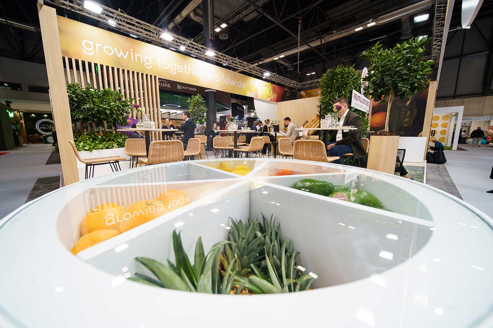 Exhibition Stand of Olympic Fruit at Fruit Attraction in Madrid. Designed and Build by Eldee Expo Experts