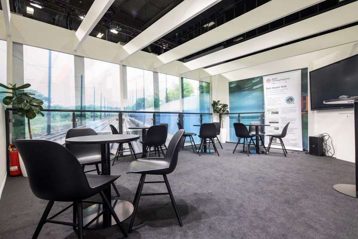 Two-storey booth Rhomberg Sersa Rail - InnoTrans Booth building