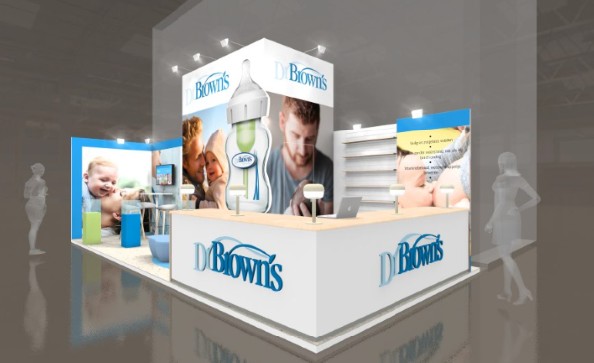 Beursstand Negenmaandenbeurs - Dr. Brown's babyfles standbouw
